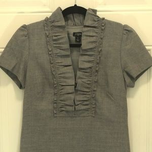 J. Crew Ruffle Career Dress Wool Blend Grey